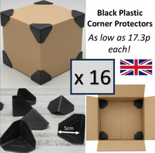 16x Black Plastic Corner Protectors 5.5cm – Durable Carton / Box Edge Guards for