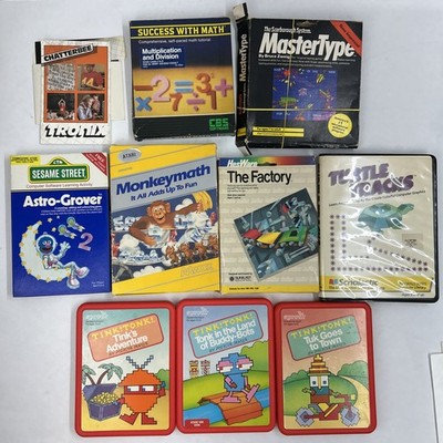 Ten Atari 400 800 Educational Games On Disk With Cases And Many Paper Inserts