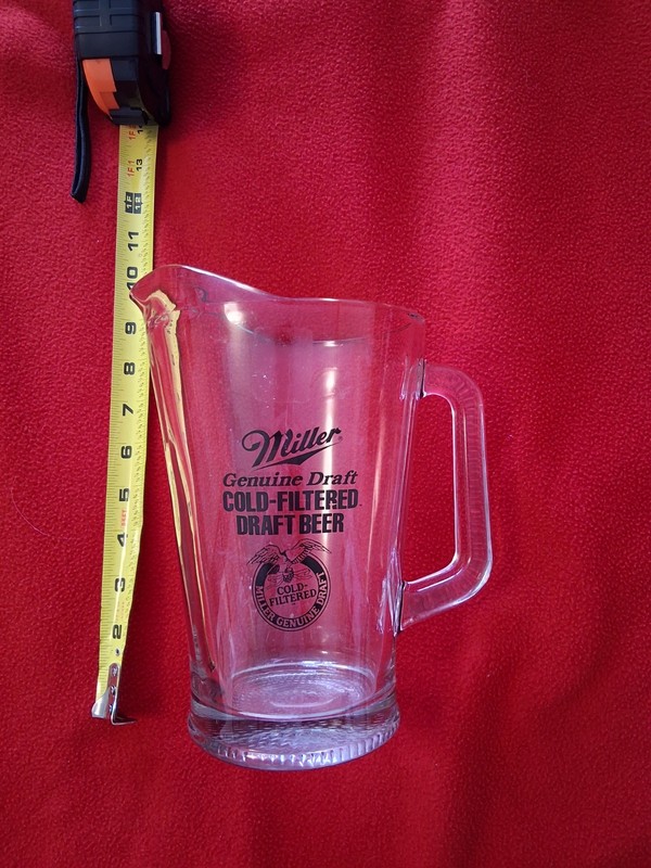 Vintage Miller Genuine Draft Glass Beer  Pitcher 64oz Heavy