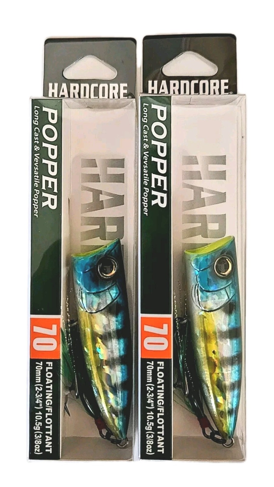 (Set of 2) Duel Hardcore Popper 70F Topwater Lures 3/8oz 2-3/4" Holo Bluegill  - Image 2