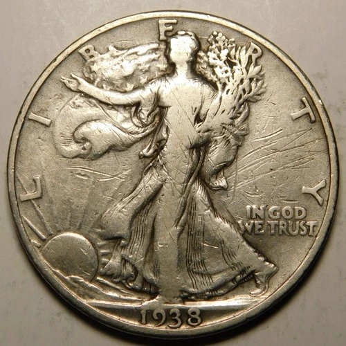 1938 D Walking Liberty Half Dollar "As Pictured - Not Cleaned - Key Date"
