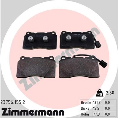 Zimmermann 23756.155.2 brake pad set, disc brake for Alfa Romeo