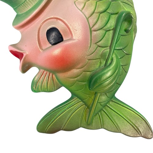 VTG MCM 1969 Miller Studios Anthropomorphic Chalkware Mr Fish Wall Plaque - Picture 4 of 7