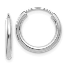 2mm x 16mm 14k White Gold Polished Round Endless Hoop Earrings