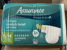 (2 pak) Assurance Small/Medium Unisex Stretch Briefs with Tabs 68 Ct