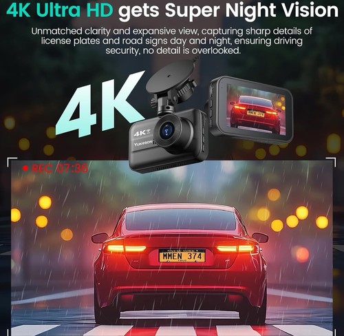 Dash Cam Anteriore e Posteriore, Dash Cam 4K 2K Ultra HD Inclusa 64GB Scheda SD Integrata - Foto 4 di 7
