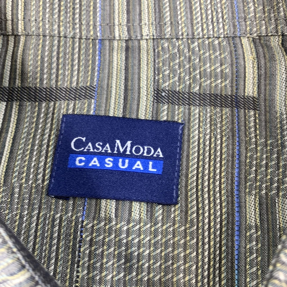 Casa Moda Button Up Shirt Men's XXL Long Sleeve Gray Blue Pattern Casual Cotton - Image 3 of 4