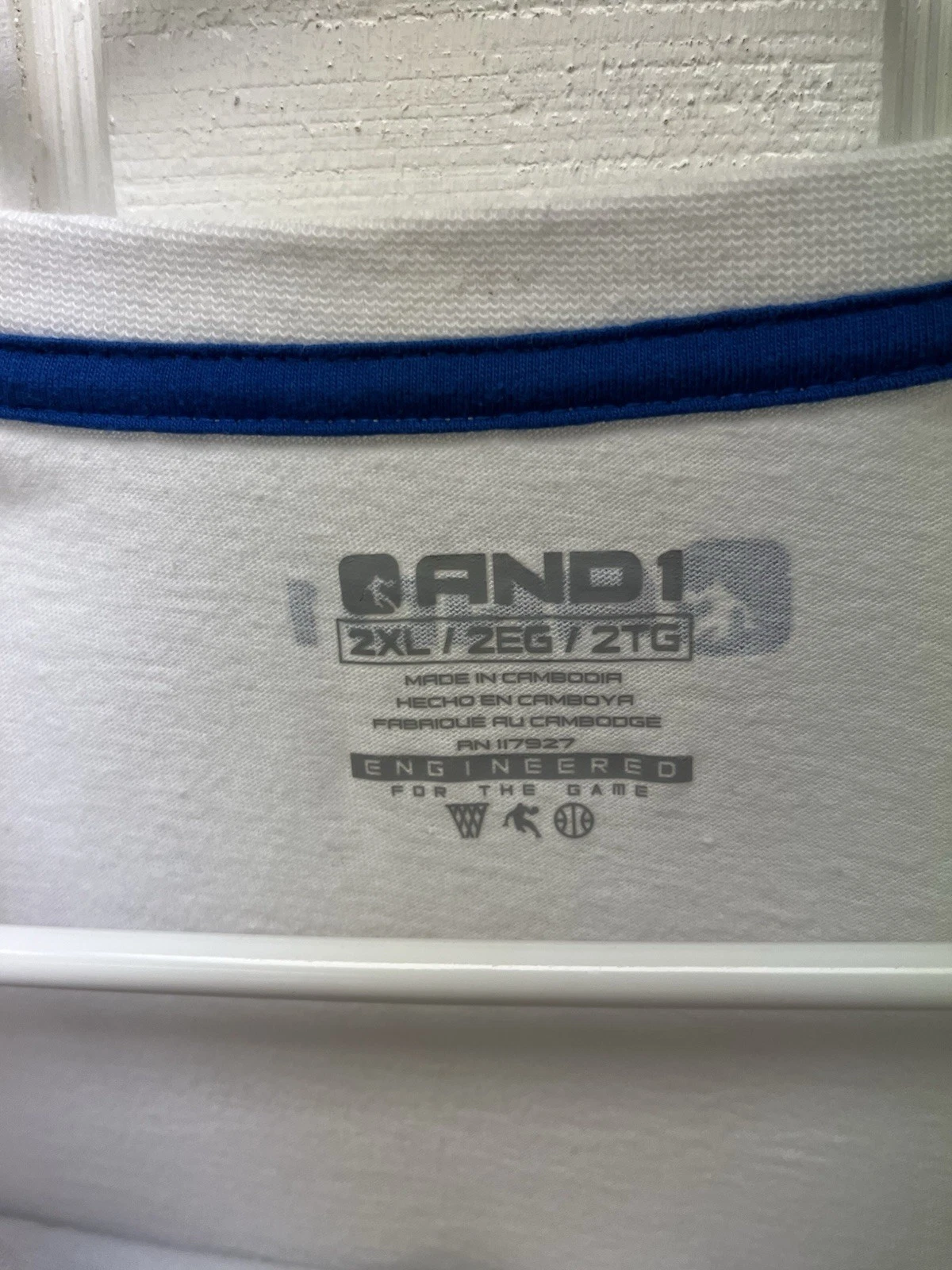 And1 Air Mail Basketball Graphic Tee White Royal Blue Men’s XXL Activewear