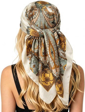 35" Large Satin Head Scarf for Women like Silk Hair Neck Scarf Bandana Sleeping