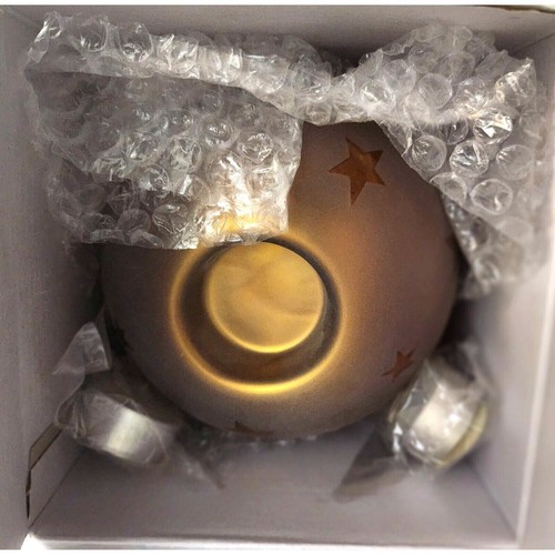 Dept 56 Handblown Frosted Gold Mercury Glass 15" dia. Votive with 2 candles - Picture 10 of 11