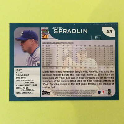 2001 Topps #611 Jerry Spradlin Kansas City Royals | eBay
