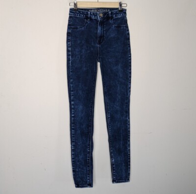 American Eagle Women's Sky High Jegging Jeans Size 2 Reg Dark Acid Wash