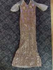 Rose Gold Sequin Long Gown Dress Prom Wedding XL NWT