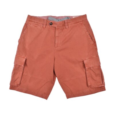 Brunello Cucinelli Men's Cargo Shorts Size 34 / 50 Burnt Orange Cotton - $1,095