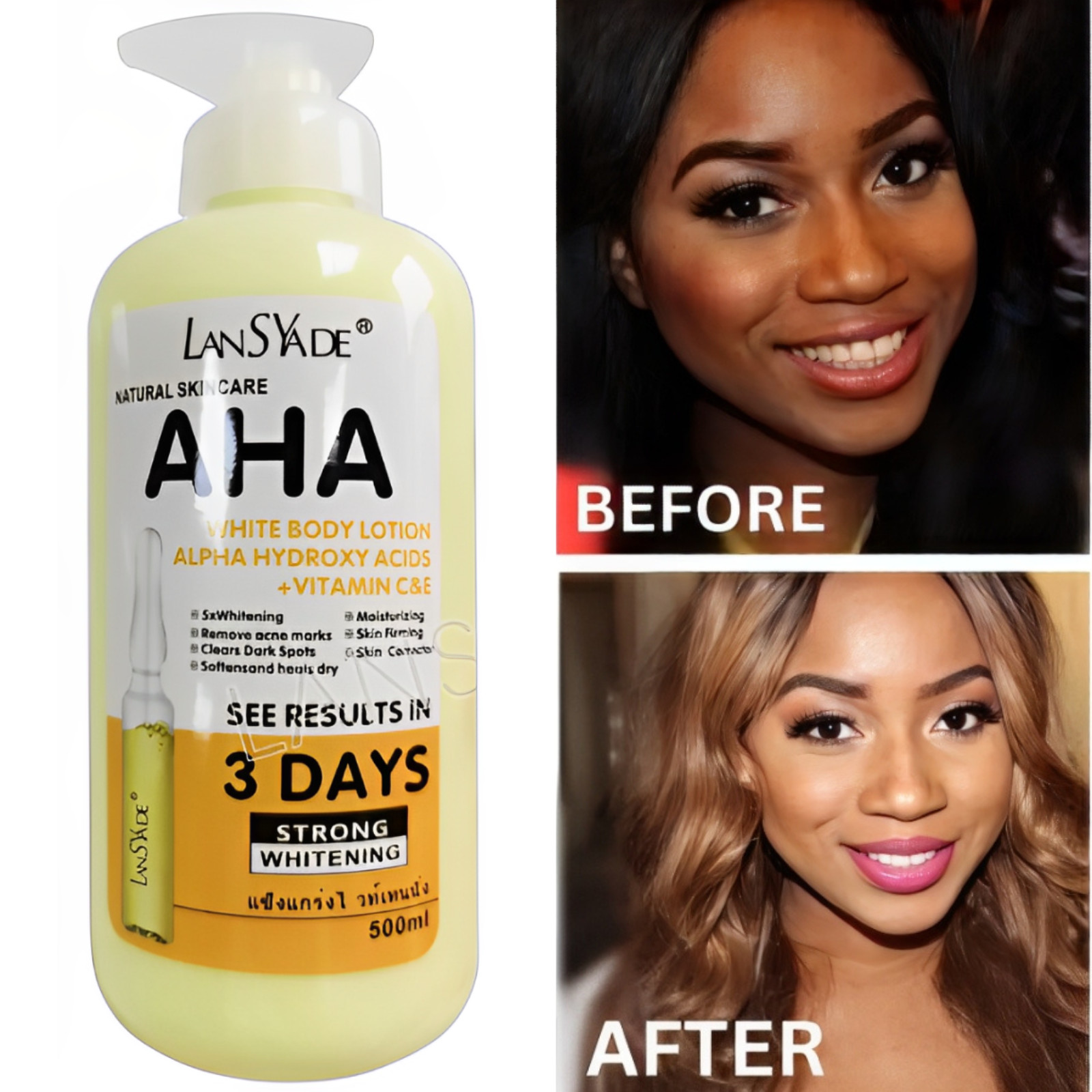 AHA Strong Brightening Body Cream Hydroxy Acid Vitamin C Whitening 500ml USA