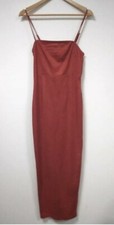 PLT red dress 8  Bodycon Strappy Maxi MIDI Dress size uk 8 Party Suedette 