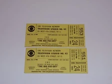 Vintage 1953 CBS Television Studio Tickets THE BIG PAY OFF -  Pair
