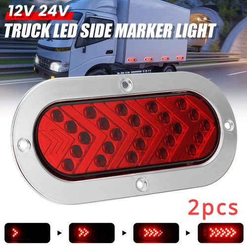 2x 6" inch Oval LED Rear Stop Turn Tail Brake Light Truck Trailer Sealed 12V 24V - Picture 16 of 19