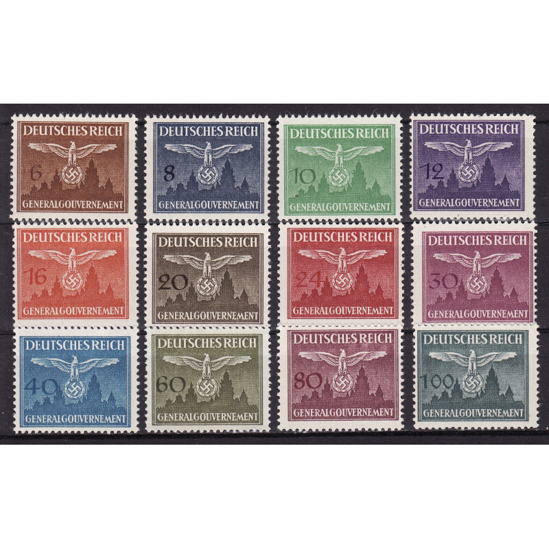Nazi Germany THIRD REICH Poland Wartime Occupation EAGLES Stamp set MNH WW2 WWII