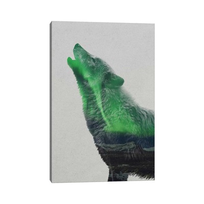 iCanvas ''Howling Wolf'' by Andreas Lie Canvas Print  Small