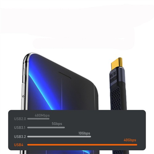 40Gbps TypeC Data Cable PD3.1 240W Fast Charging USB C to Type C Cable - Photo 4 sur 11