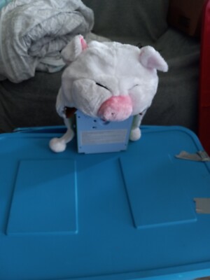 Plush Fleece Animal Hat With Ears White Pig