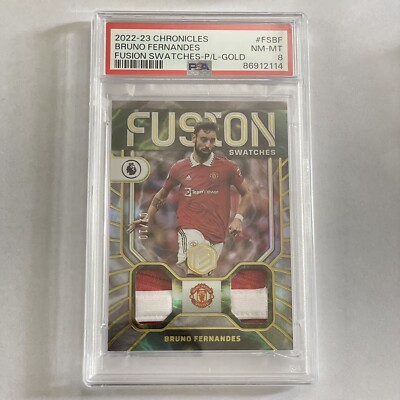 2022-23 Chronicles Bruno Fernandes Fusion Swatches Gold EPL 07/10 PSA NM-MT 8