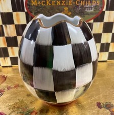 MACKENZIE-CHILDS CERAMIC COURTLY CHECK EASTER EGG VASE Brand New   