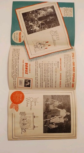 Anuncio impreso de tarjetas de Navidad con foto personal vintage sobre 1950 Santa - Imagen 7 de 9