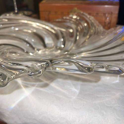 Vintage Mikasa Belle Epoque Clear Glass Crystal 15" Swirl Centerpiece Low Bowl - Picture 7 of 11