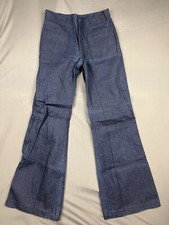 Vintage Seafarer Jeans Mens 28x32 Blue Bell Bottom Flare Navy Dungaree Talon Zip