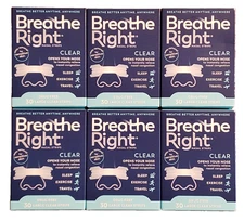 180 BREATHE RIGHT LARGE CLEAR FOR SENSITIVE SKIN ( 6 x 30 CT BOXES ) EXP 2028
