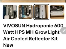 Vivosun 600 Watt HPS/MH grow light kit Bundle Light Ballast and Hood NEW 