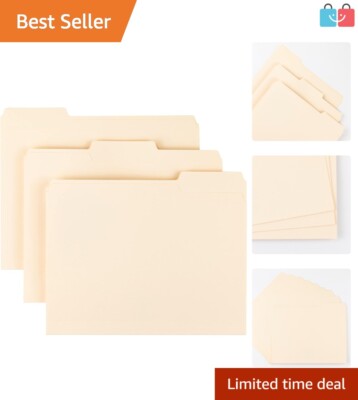 Expandable Manila File Folders Set - 200 Count, Assorted Colors for Filing Needs