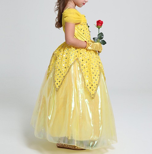 La Bella La Bestia Vestito Carnevale Maschera Belle Cosplay Child Dress BEAB06 E - Foto 4 di 16