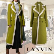 $4990 New Lanvin Single Breasted Belted Runway Coat Split Pea Wool Green 38
