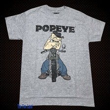 New Popeye The Sailor Classic Biker Mens Vintage T-Shirt