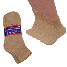 3-12 Pairs Men's Circulatory Health Diabetic Ankle Quarter Socks Khaki Size 9-15