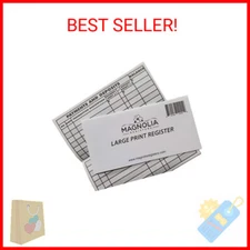 10 Pack Large Print Low Vision Checkbook Registers, 3" x 6", Check Registers for