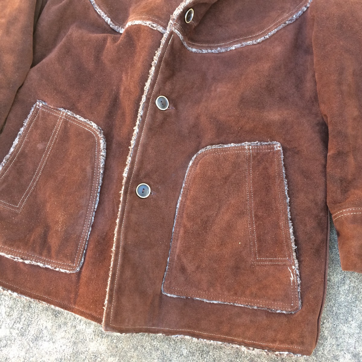 Vintage JC Penney's Cowhide Leather Suede Work Lumberjack Mackinaw