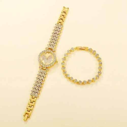 2 Stück Butterfly Original Diamant Uhr für Damen Mode Elegant Edelstahl - Bild 4 von 24