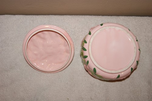 Antique Vintage Pink Ceramic Vanity Covered Dresser Dish Japan (ToteD) - Foto 6 di 10