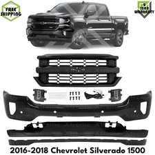 Front Bumper Primed Grille Assembly Kit For 2016-2018 Chevrolet Silverado 1500