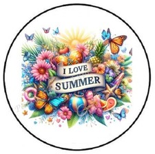 I LOVE SUMMER FLORAL BUTTERFLIES ENVELOPE SEALS LABELS STICKERS PARTY FAVORS