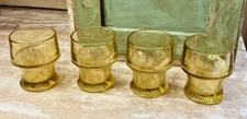 Set of 4 Vintage Federal Glass Diana Amber 9 oz Flat Tumblers, 1940s Depression