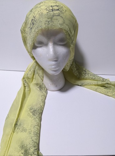 Women's Silky Soft Scarf Yellow with Black BoHo Design - Picture 5 of 6