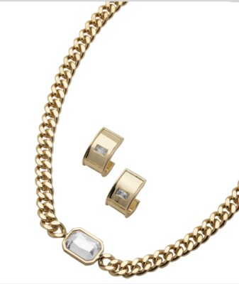 Short & Suite Chunky Gem Choker And Hoop Set - New in Package