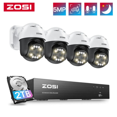 ZOSI 5MP PoE Überwachungskamera Set Außen 4K 8CH 2TB NVR PTZ Schwenkbar WIE NEU