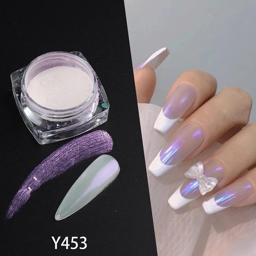 WHITE CHROME POWDER Pigment Pearl Nails Art Crystal Shiny Dust Glazed Donut CA - Foto 15 di 18