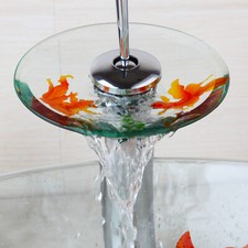 Goldfish Design Chrome Brass Clear Tempered Glass Waterfall Faucet Glass Tap